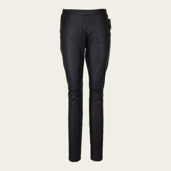 Trouve Faux Leather Classic Black Caviar Pull On Leggings Size L NWT - Picture 1 of 5